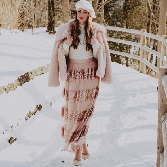 Eva Franco Dresses & Skirts - Eva Franco Anthropologie Sequin Blush Skirt